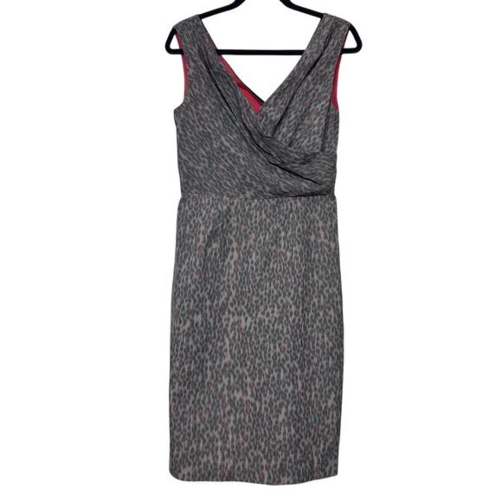 Marc New York Andrew Marc Faux Wrap Sleeveless Sheath Dress Leopard Womens 8